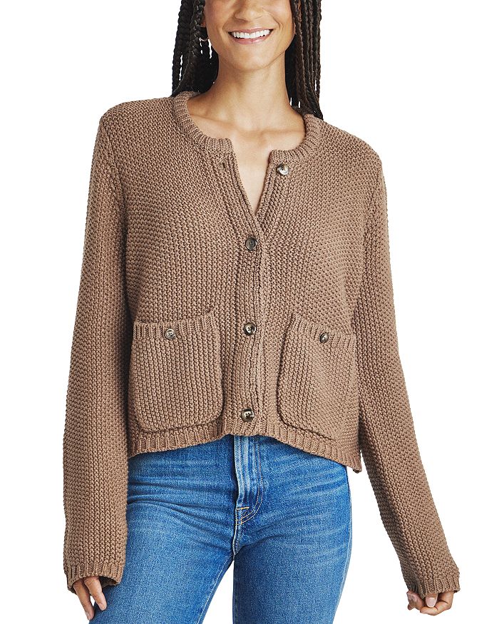 Splendid Andrea Patch Pocket Cropped Cardigan In Macchiato