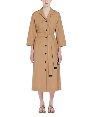 Max Mara Cotton Frida Dress In Hazelnut Brown