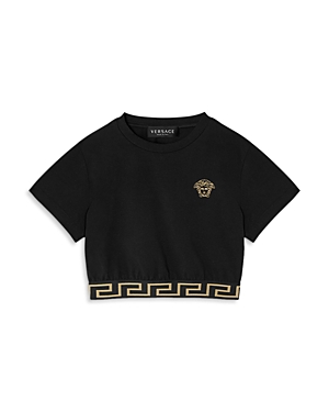 Versace Girls' Medusa Embroidered Cropped Tee - Big Kid