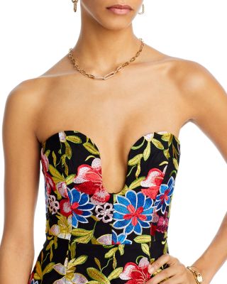 green emerald velvet dress Milly Mini Dress Embroidered Yellow – Augustine main image 1