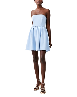 Shop French Connection Whisper Strapless Mini Dress In Cashmere Blue