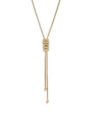 David Yurman Stax Zig Zag Y Necklace in 18K Yellow Gold with Diamonds