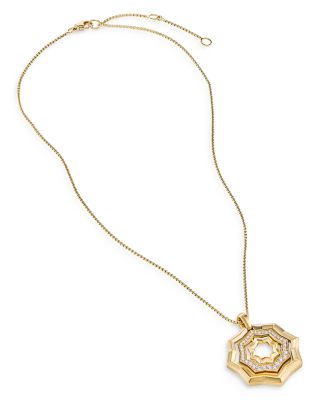 Stax Zig Zag Pendant Necklace in 18K Yellow Gold with Diamonds, 28mm