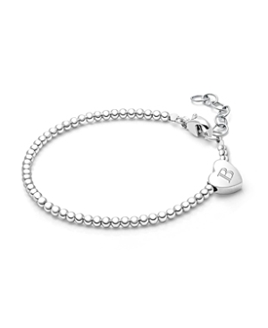 Tiny Blessings Girls' Sterling Silver Dainty Heart & Engraved Initial 5.25 Bracelet - Baby, Little Kid, Big Kid In Silver - B