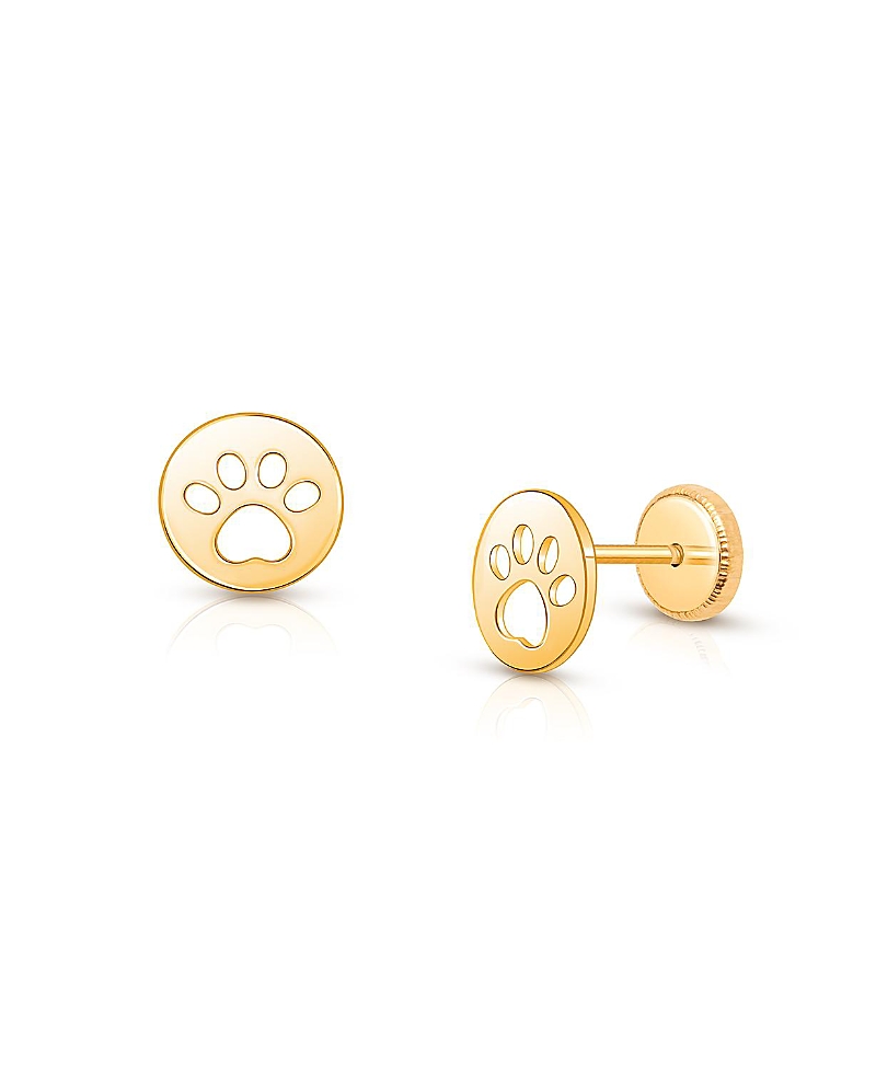 Shop Tiny Blessings Girls' 14k Gold Paw Print Stud Earrings - Baby, Little Kid, Big Kid In K Yellow Gold