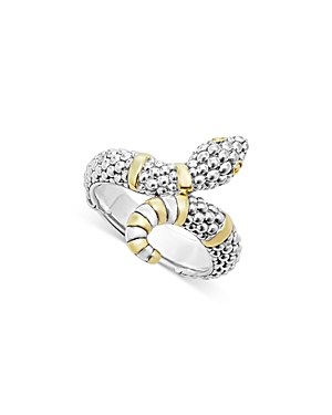 Lagos 18K Yellow Gold & Sterling Silver Rare Wonders Caviar Bead Snake Ring