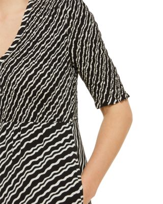 Diagonal Ripple Shirred Dress