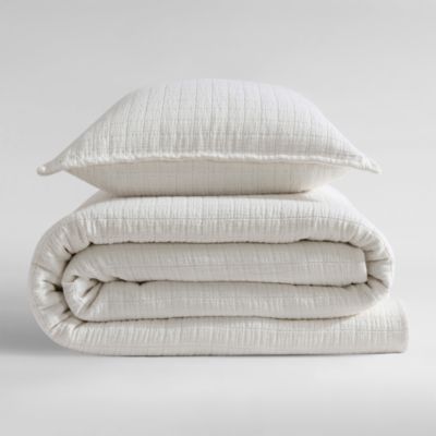 Essential Garment Washed Cotton Jacquard Coverlet, Queen