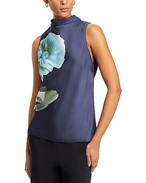 Shop Ted Baker Cowl Neck Sleeveless Top In Navy
