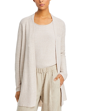 Shop Eileen Fisher Long Open Front Cardigan In Natural White