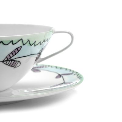 Marni Blossom Milk Soup Bowl with Handles & Saucer