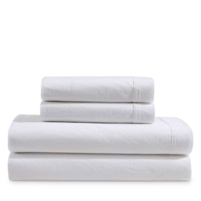 Solid Washed Cotton Percale 4 Piece Sheet Set, Queen