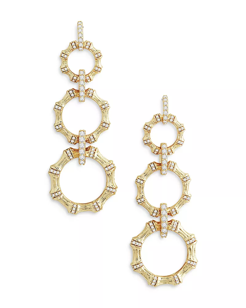 Anabel Aram Sculpted Bamboo Chain Earrings in 18K Gold Plated