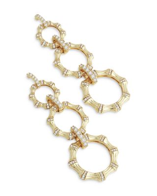 Sculpted Bamboo Chain Earrings in 18K Gold Plated