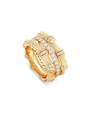 Sculpted Bamboo Stack Ring in 18K Gold Plated