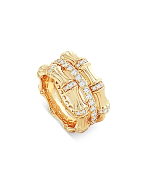 Anabel Aram Sculpted Bamboo Stack Ring In 18k Gold Plated In Gold