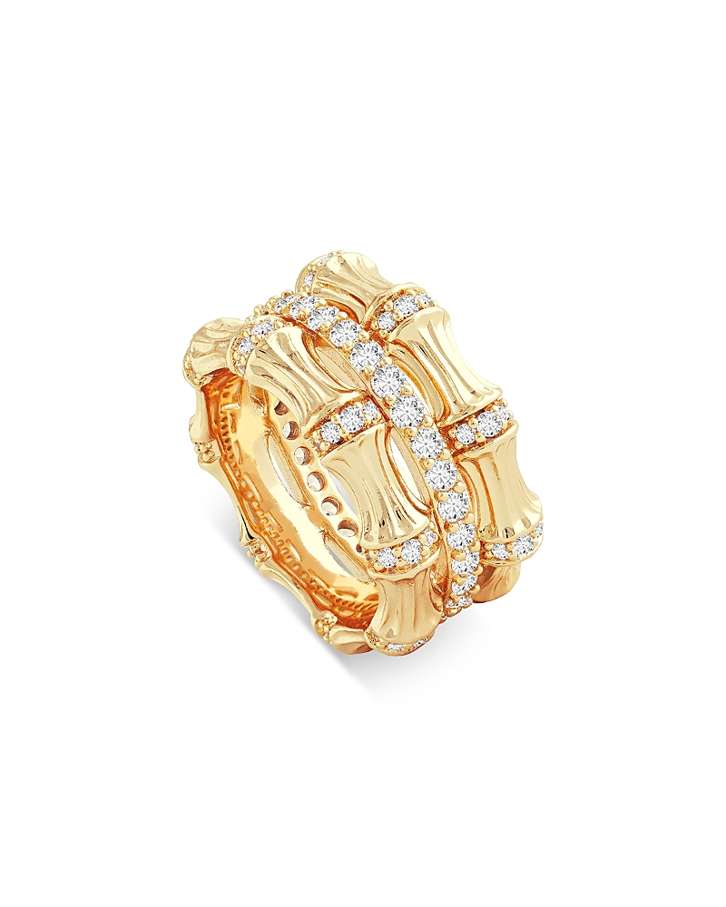 Anabel Aram Sculpted Bamboo Stack Ring in 18K Gold Plated
