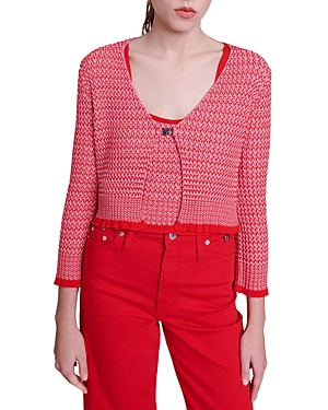 Shop Maje Minimaille Cardigan And Tank Top Set In Red