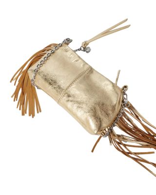 Miss M Metallic Leather Fringed Clutch
