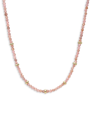 Shop Zoe Lev 14k Yellow Gold Pink Rhodochrosite Bead Statement Necklace, 16-18 In Pink/gold