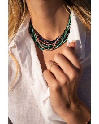 14K Yellow Gold Pink Rhodochrosite Bead Statement Necklace, 16-18"