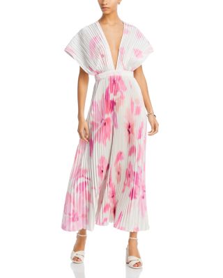 L'Idee Gala Pleated V Neck Gown