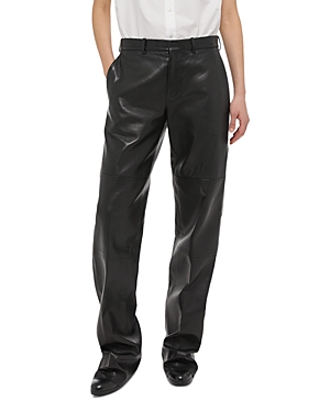 Helmut Lang Women's Leather Straight-leg Pants In Black