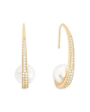 Shop Shashi Michelle Crystal & Pearl Drop Earrings In Gold/white