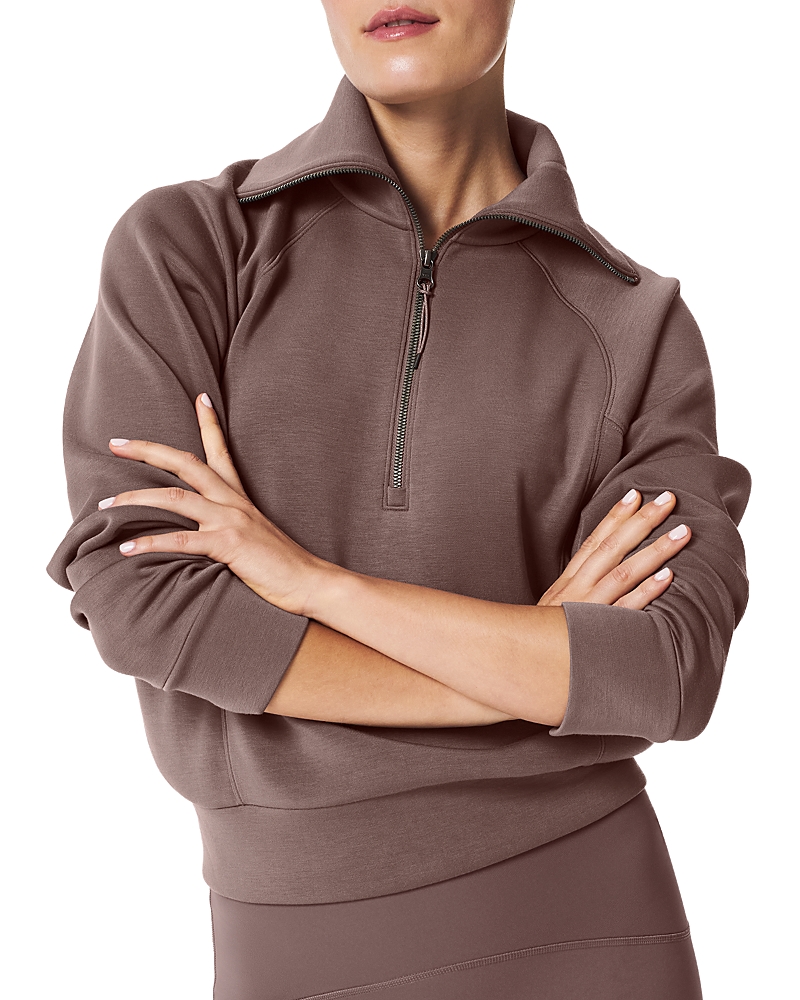 Spanx Airessentials Half Zip Sweatshirt In Smoke