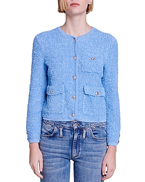 Shop Maje Moscili Cardigan In Blue