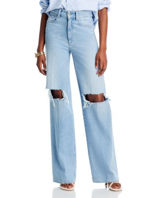 PAIGE Sasha Distressed Wide Leg Jeans in Maeve Bloomingdale's