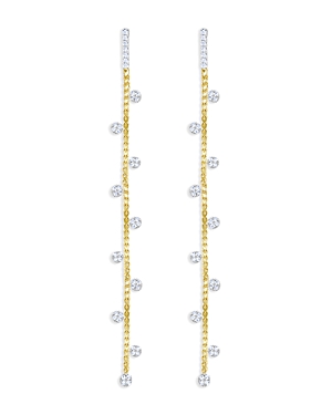 14K Yellow Gold & 14K White Gold Diamond Linear Drop Earrings