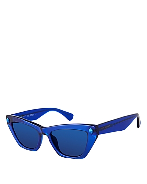 Shop Kurt Geiger Cat Eye Sunglasses, 51mm In Blue/blue Mirrored Solid