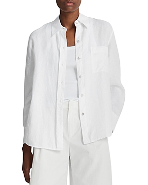 Shop Vince Easy Silk Shirt In Optic White