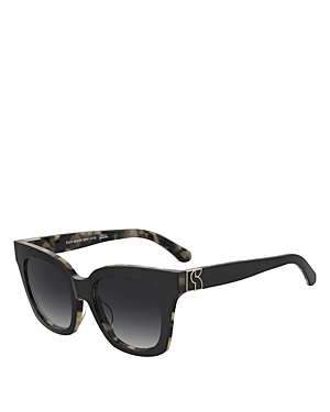 Shop Kate Spade New York Constance Square Sunglasses, 53mm In Black/gray Gradient