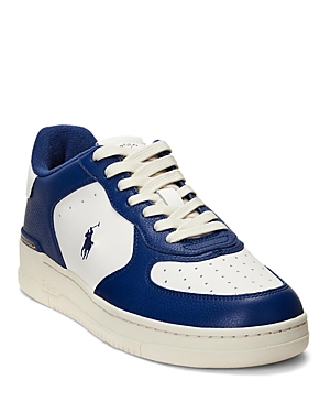 Shop Polo Ralph Lauren Men's Masters Court Leather Sneakers In Crm Multi