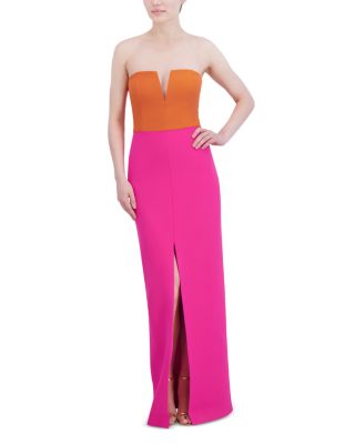 BCBGMAXAZRIA Color Blocked Strapless Gown Bloomingdale s