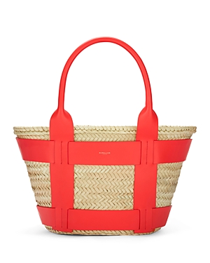 Demellier Santorini Basket Tote In Natural/poppy Red