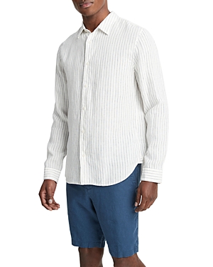 Shop Vince Regular Fit Bayside Striped Shirt In Optic White