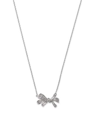 Bloomingdale's Fine Collection - Diamond Bow Pendant Necklace in 14K White Gold, 0.25 tcw