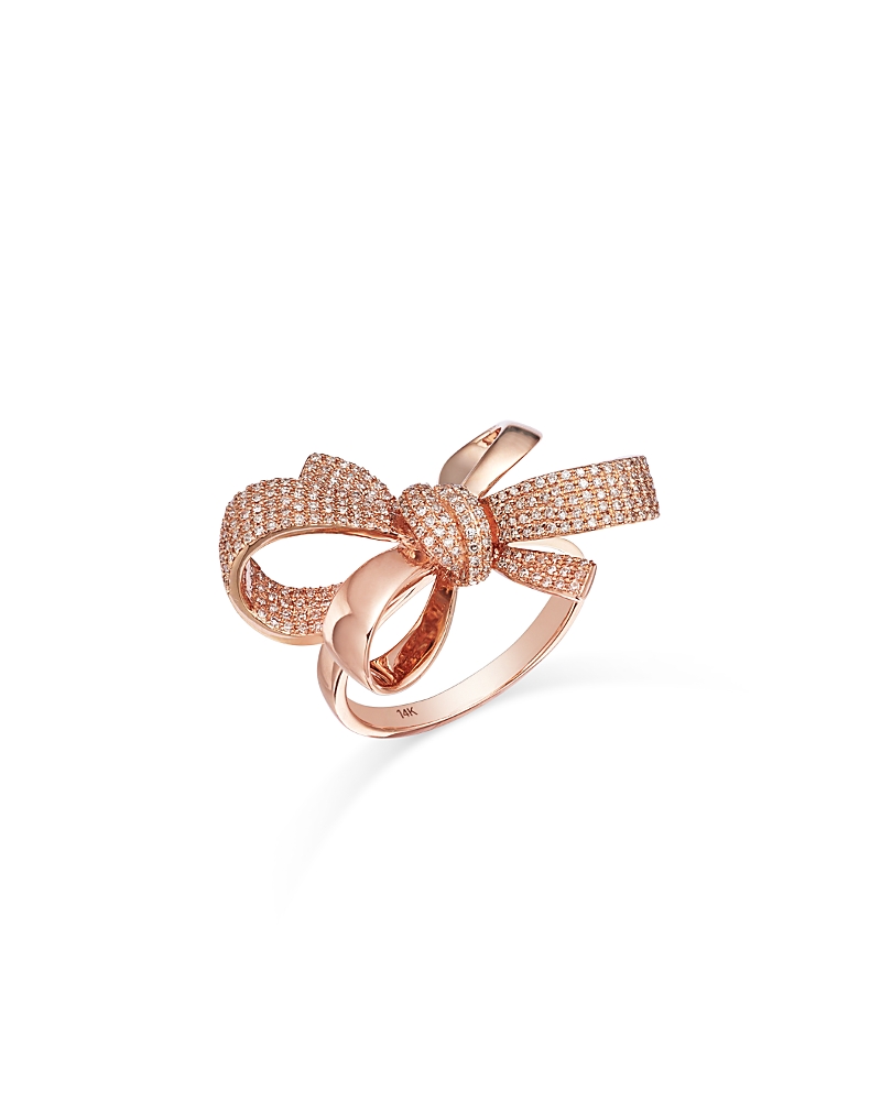 Bloomingdale's Fine Collection Diamond Bow Ring in 14K Rose Gold, 0.65 tcw