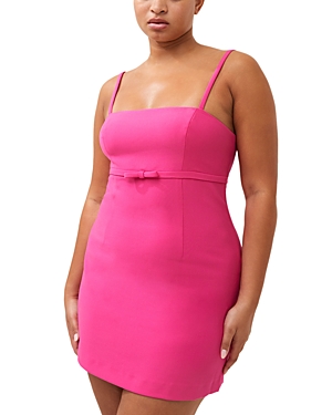 Shop French Connection Whisper Ruth Bow Mini Dress In Fuchsia
