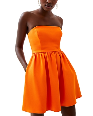 Shop French Connection Whisper Strapless Mini Dress In Persimmon