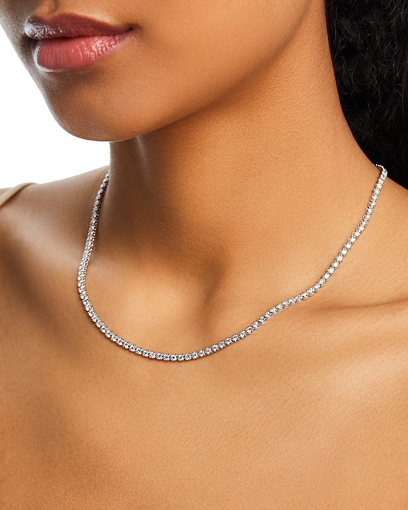 Bloomingdale's Fine Collection Diamond Crown Set Tennis Necklace in 14K White Gold, 5.0 tcw