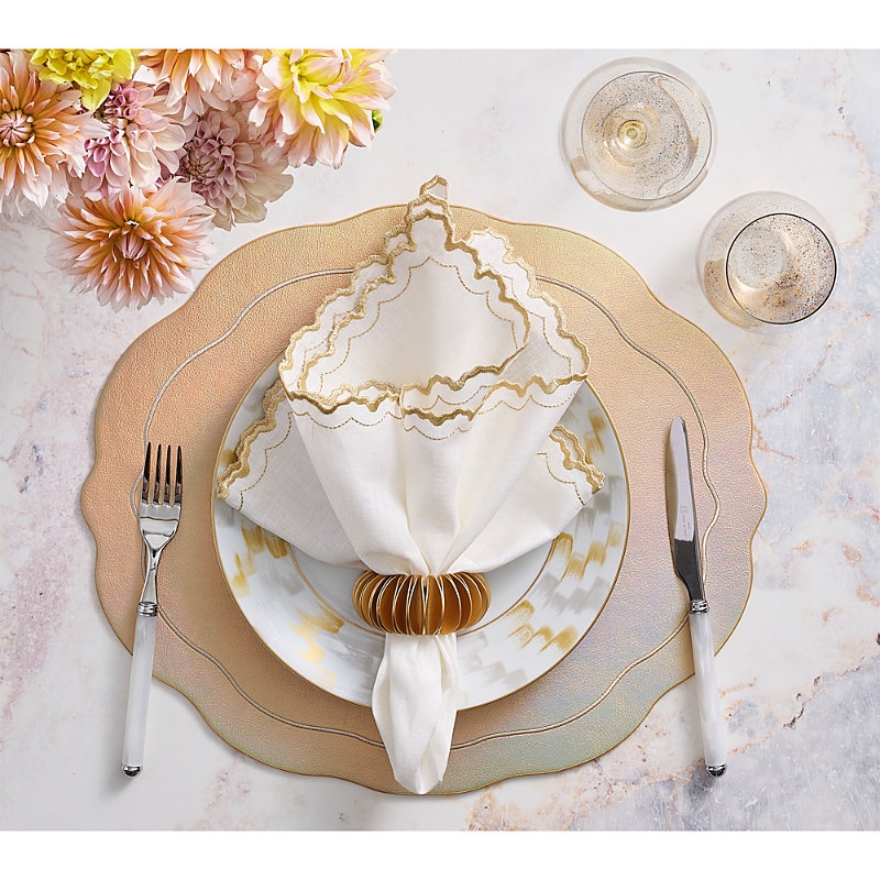 Kim Seybert Arches Embroidered Linen Napkin In Multi