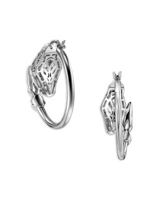 Sterling Silver Naga Blue Sapphire Dragon Small Hoop Earrings