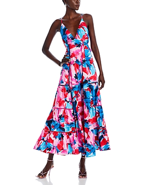 Aqua Floral Tie Back Maxi Dress - 100% Exclusive