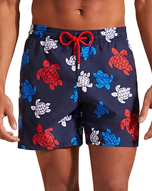 Vilebrequin Moorea Printed Swim Trunks In Navy