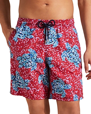 Vilebrequin Okoa Oko Turtle Sequin Swim Trunks In Ruby Wine