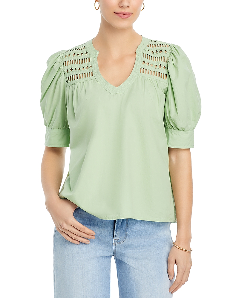 Shop Elan Puff Sleeve Top In Sage